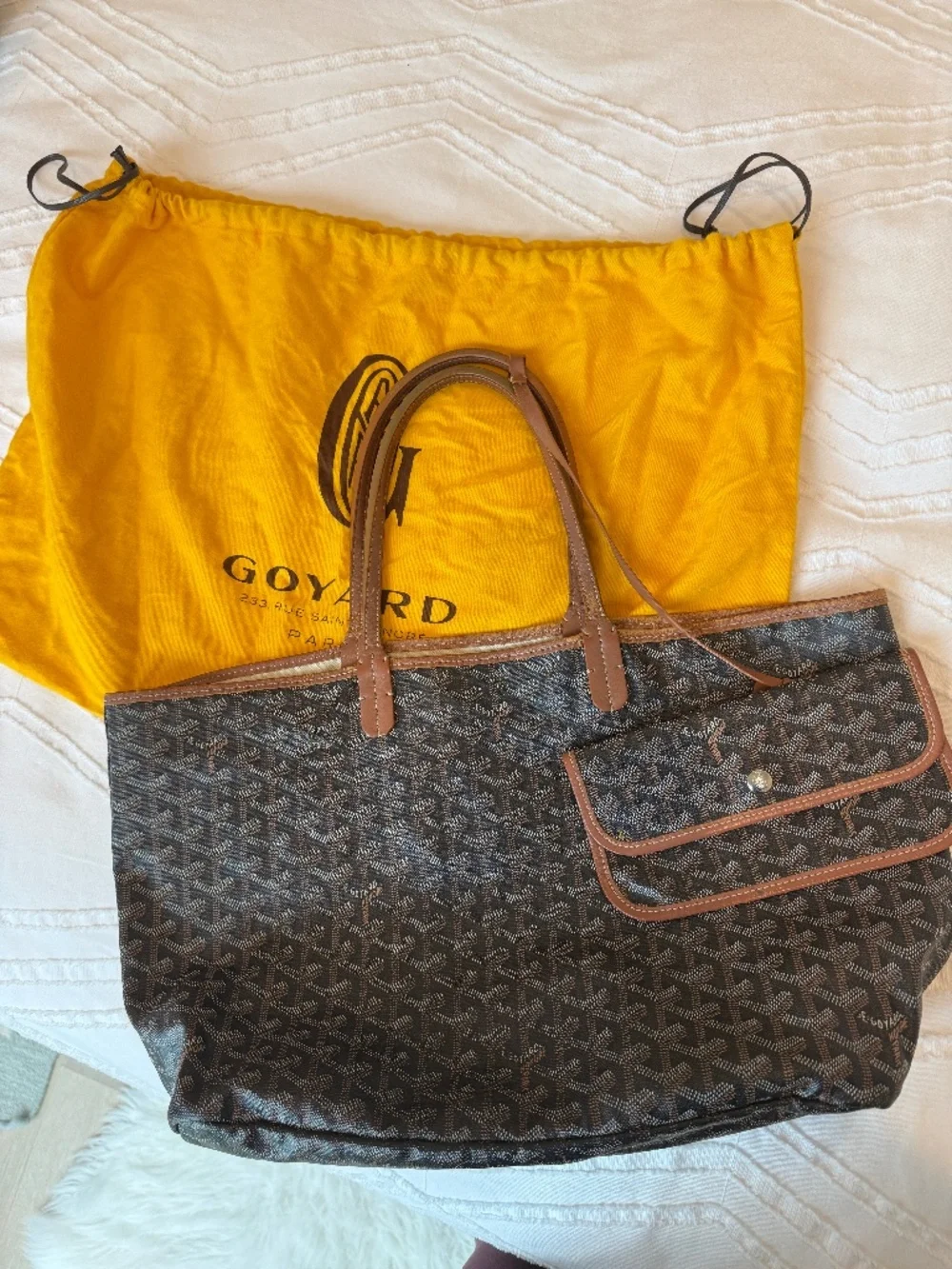 Authentic GOYARD ST. LOUIS TOTE PM, Black and Tan - Picture 12 of 15